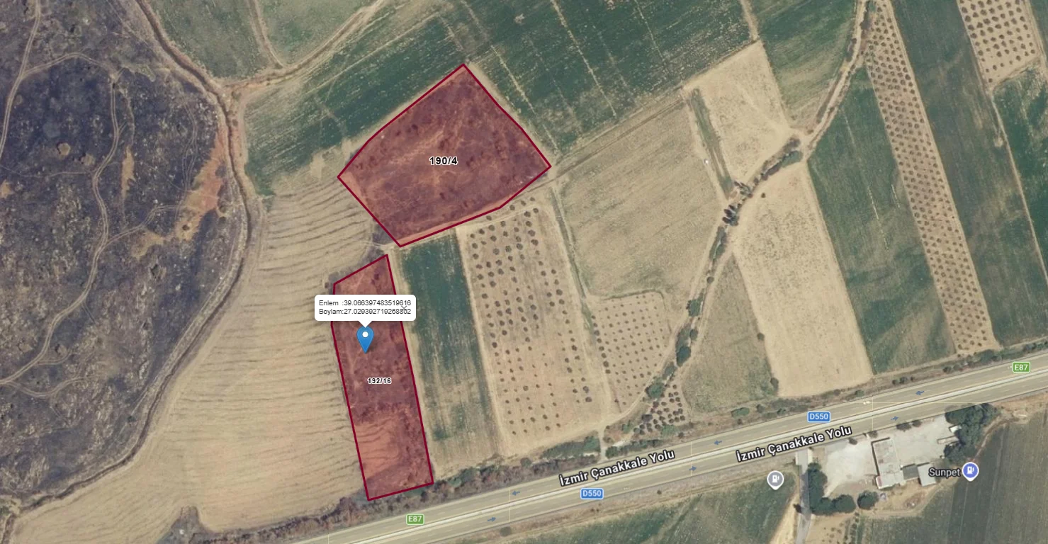TURPA ARXESTEN BERGAMA SAGANCI DA SATILIK İKİ PARÇA TARLA
